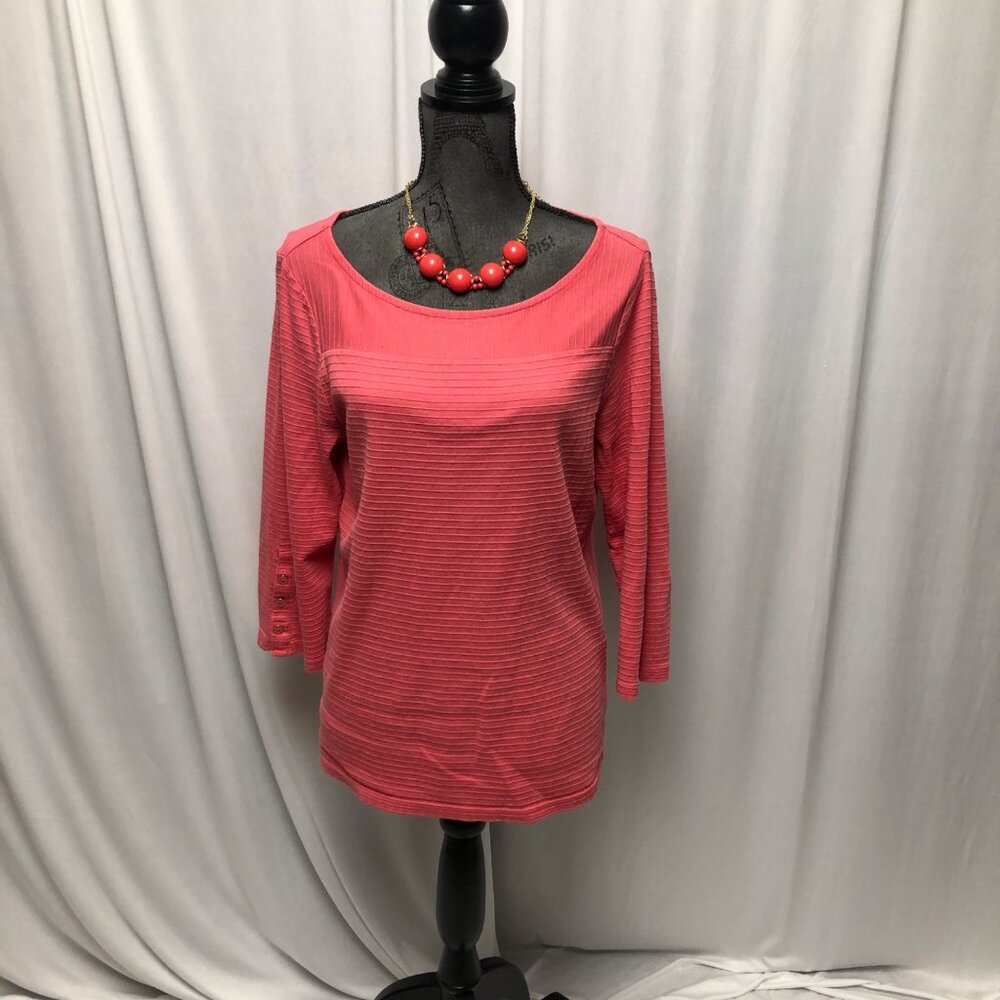 Talbots Top Womens Size Medium Rose Pink Cotton Round Neck Pullover Shirt